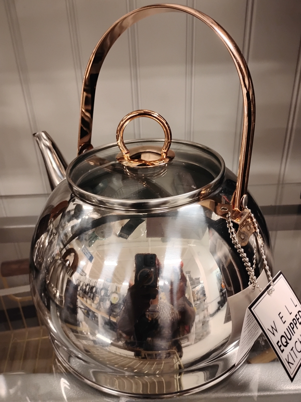 New Rose Gold & Silver Stainless Steel Teapot